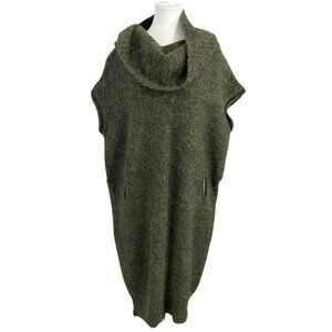 SARAH PACINI FOREST GREEN WOOL MOHAIR BLEND 2 PIECES COWL NECK TUNIC DRESS - XS